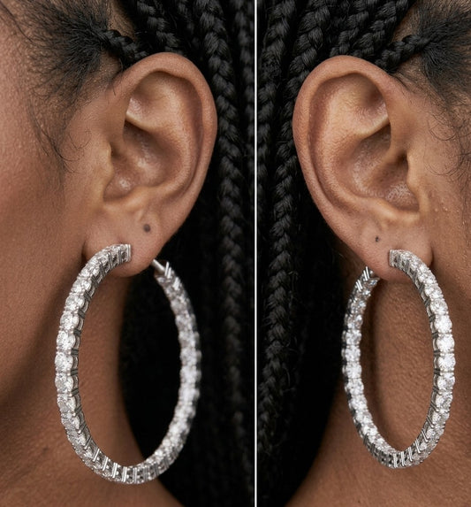 Fashion Crystal Hoop Earrings for Women Color: 30MM, Silver by: Yiwu Nessa Fashion Jewelry Co., Ltd.