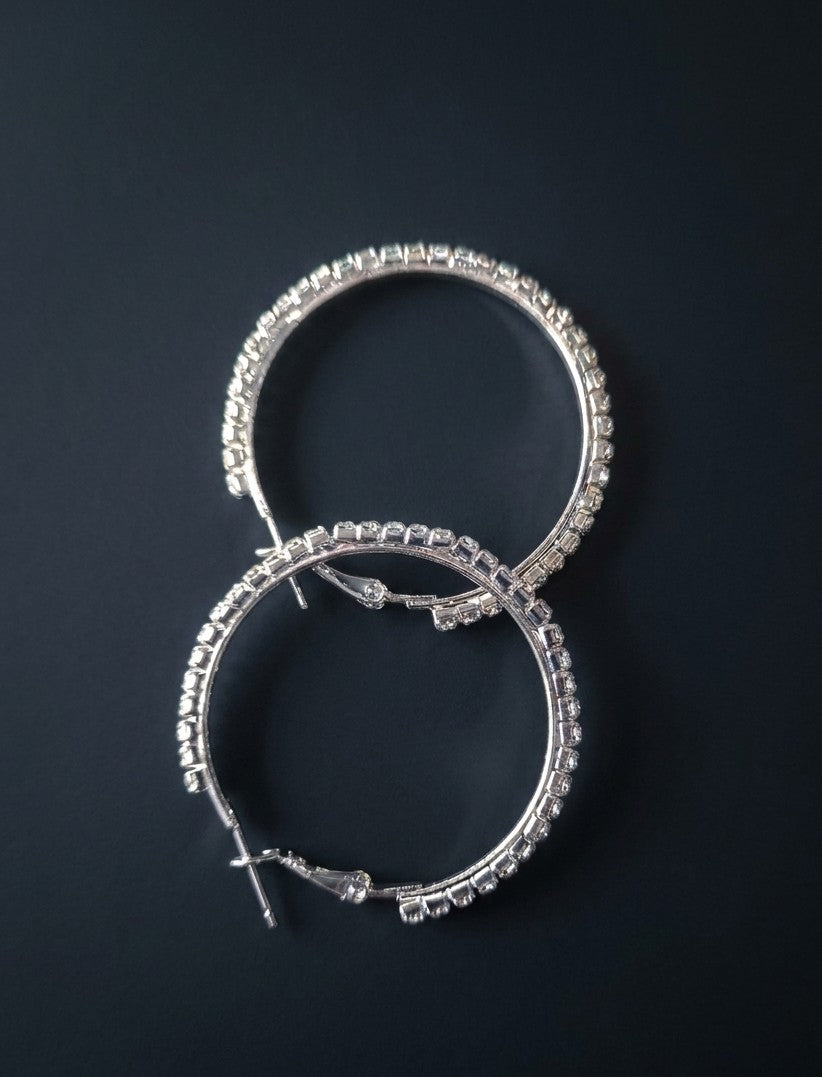 Fashion Crystal Hoop Earrings for Women Color: 30MM, Silver by: Yiwu Nessa Fashion Jewelry Co., Ltd.